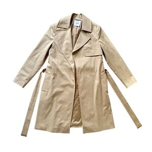 Cuyana Womens Tan Cotton Blend Belted Trench Coat Jacket Made in Portugal *READ*